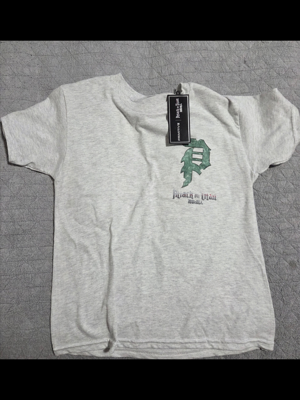 attack on titan primitive small kids gray shirt